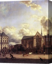 Square Canvas Paintings - Dam Square, Amsterdam by Jan van der Heyden