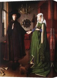 Wife Canvas Paintings - Portrait of Giovanni Arnolfini and his Wife by Jan van Eyck
