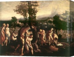 Baptism of Christ Canvas Paintings - The Baptism of Christ by Jan van Scorel