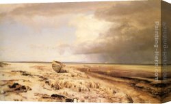 Deserted Canvas Paintings - Deserted Boat on a Beach by Janus Andreas Bartholin La Cour
