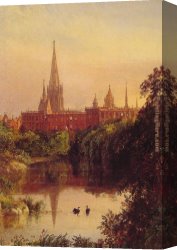 Wivenhoe Park Essex Canvas Paintings - A View in Central Park by Jasper Francis Cropsey