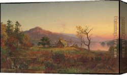 Lake Arrowhead Canvas Paintings - Fisherman's House Greenwood Lake New Jersey by Jasper Francis Cropsey