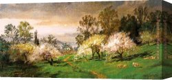 Flowering Apple Tree Branch Canvas Paintings - Flowering Trees by Jasper Francis Cropsey