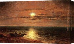 Seascape Canvas Paintings - Moonlit Seascape by Jasper Francis Cropsey