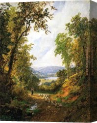 Landscape with Shepherds Watering Their Flocks Canvas Paintings - Shepherd and Flock by Jasper Francis Cropsey