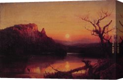 Seascape on a Cliff with Boat And Sunset Canvas Paintings - Sunset,Eagle Cliff,New Hampshire by Jasper Francis Cropsey