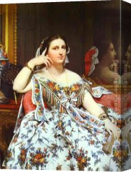 Auguste Canvas Paintings - Mme Moitessier by Jean Auguste Dominique Ingres