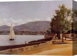 Jas De Bouffan The Pool Canvas Paintings - The Quai des Paquis in Geneva by Jean-Baptiste-Camille Corot