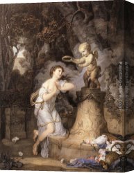 Cupid Canvas Paintings - Votive Offering to Cupid by Jean Baptiste Greuze