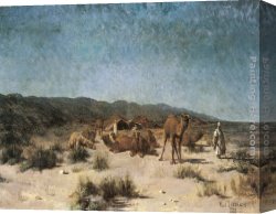 Starry Canvas Paintings - Arab Encampment under a Starry Sky by Jean Baptiste Paul Lazerges
