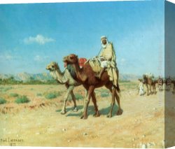 Deserted Canvas Paintings - In the Desert by Jean Baptiste Paul Lazerges