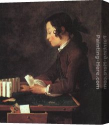 Card Canvas Paintings - The House of Cards by Jean Baptiste Simeon Chardin