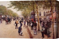 Francisco De Goya Canvas Paintings - Boulevard des capucines by Jean Beraud