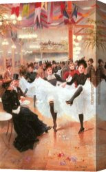 Cafe Concert Singer Canvas Paintings - Le Cafe de Paris by Jean Beraud