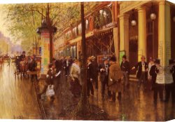 Boulevard Montmarte Canvas Paintings - The Great Boulevard by Jean Beraud