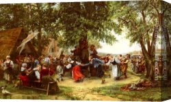 Meissonier Canvas Paintings - The Village Festival by Jean Charles Meissonier