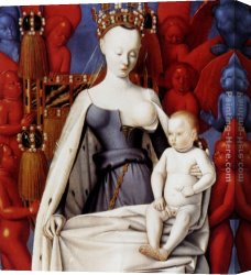 Madonna Canvas Paintings - Madonna And Child (panel of Melun Diptych) by Jean Fouquet