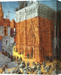 Cathedral Canvas Paintings - The Building of a Cathedral by Jean Fouquet