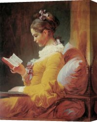 A Young Girl And Her Dog Canvas Paintings - Young Girl Reading by Jean Fragonard