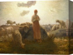 Millet Canvas Paintings - Keeper of the Herd by Jean Francois Millet