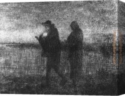 Millet Canvas Paintings - The flight into Egypt by Jean Francois Millet