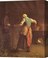 Millet Canvas Paintings - Woman Baking Bread by Jean Francois Millet