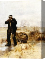 Boy Lighting a Pipe Canvas Paintings - A Ragman Lighting His Pipe by Jean Francois Raffaelli