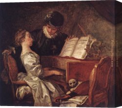 Music of The Soul II Canvas Paintings - Music Lesson by Jean-Honore Fragonard
