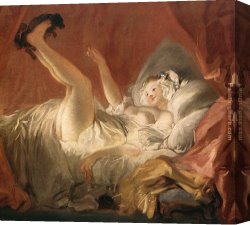 Woman Canvas Paintings - Young Woman Playing with a Dog by Jean-Honore Fragonard