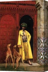 Jean-leon Gerome Canvas Paintings - An Arab And His Dogs by Jean-Leon Gerome