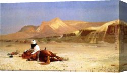 Deserted Canvas Paintings - An Arab and His Horse in the Desert by Jean-Leon Gerome