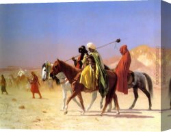 Deserted Canvas Paintings - Arabs Crossing the Desert by Jean-Leon Gerome