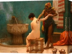 Jean-leon Gerome Canvas Paintings - Bath by Jean-Leon Gerome