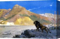 Cliff Canvas Paintings - Lion on a Cliff by Jean-Leon Gerome