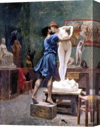 Jean-leon Gerome Canvas Paintings - Pigmaliao e Galateia by Jean-Leon Gerome