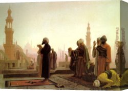 Jean-leon Gerome Canvas Paintings - Prayer in Cairo by Jean-Leon Gerome