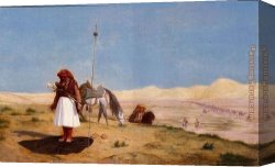 Deserted Canvas Paintings - Prayer in the Desert by Jean-Leon Gerome