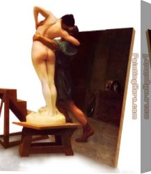 Galatea Canvas Paintings - Pygmalion and Galatea I by Jean-Leon Gerome