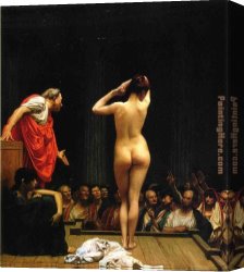 Jean-leon Gerome Canvas Paintings - Selling Slaves in Rome by Jean-Leon Gerome