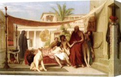Jean-leon Gerome Canvas Paintings - Socrates seeking Alcibiades in the house of Aspasia by Jean-Leon Gerome
