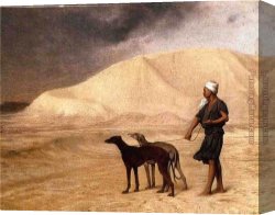 Deserted Canvas Paintings - Team of Dogs in the Desert by Jean-Leon Gerome