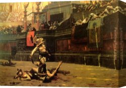 Jean-leon Gerome Canvas Paintings - Thumbs Down by Jean-Leon Gerome