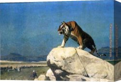 A Tiger And a Serpent Canvas Paintings - Tiger On The Watch Ii by Jean-Leon Gerome