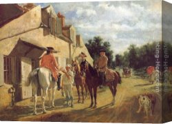 Meissonier Canvas Paintings - At the Relay Station by Jean-Louis Ernest Meissonier