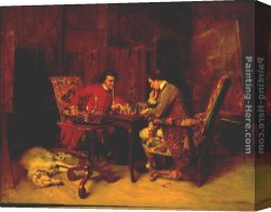 Meissonier Canvas Paintings - Chess Players by Jean-Louis Ernest Meissonier
