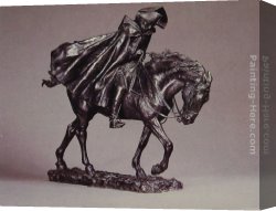 Meissonier Canvas Paintings - Marshal Ney on Horseback Fighting the Wind by Jean-Louis Ernest Meissonier