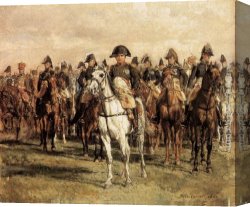 Meissonier Canvas Paintings - Napoleon and his Staff by Jean-Louis Ernest Meissonier