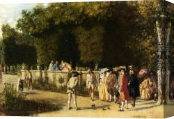 Meissonier Canvas Paintings - Playing Jeu De Boules by Jean-Louis Ernest Meissonier