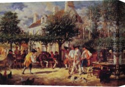 Meissonier Canvas Paintings - Sunday in Poissy by Jean-Louis Ernest Meissonier