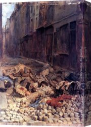 Meissonier Canvas Paintings - The Barricade by Jean-Louis Ernest Meissonier